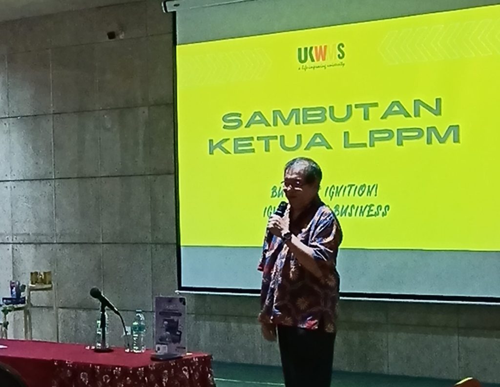 sambutan dari Ketua LPPM UKWMS, Ir. Hartono Pranjoto, M.Sc., Ph.D., IPU., ASEAN Eng.