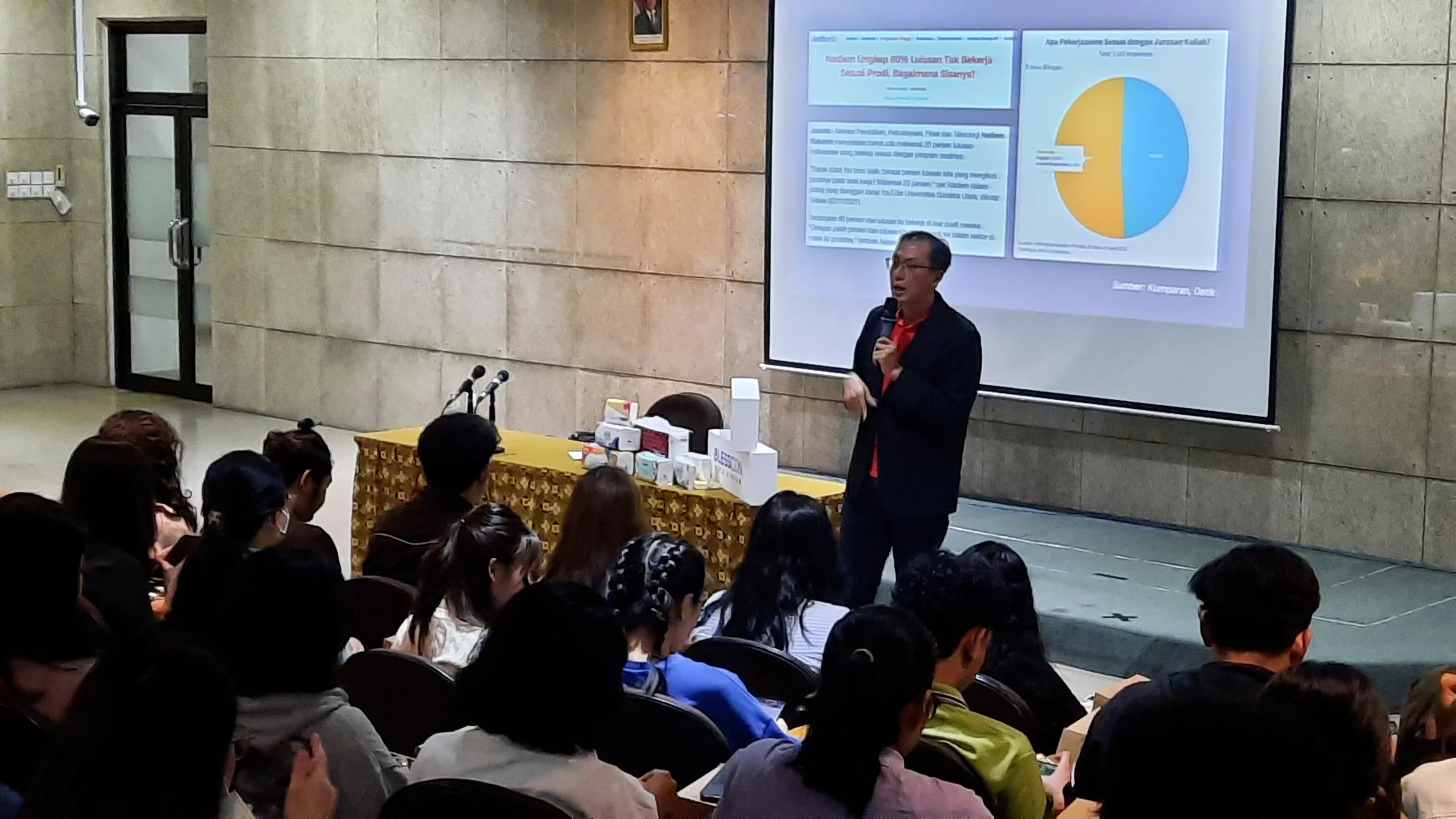 Henrianto selaku Commercial Director PT. Superior Prima Sukses saat menyampaikan materi Seminar Dunia Kerja (dok. PKP UKWMS)