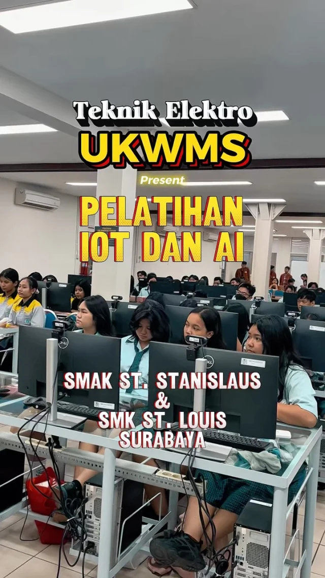 Belajar IoT dan AI bareng ahlinya? Bisa banget dong! 🙌🏻

Terima kasih SMAK St. Stanislaus dan SMK St. Louis Surabaya yang sudah hadir pelatihan bersama Prodi Teknik Elektro Universitas Katolik Widya Mandala Surabaya 🤩✨

Semoga ilmu & kesempatan ini dapat bermanfaat menjadi bekal kalian kedepannya ya. Kami tunggu kalian gabung UKWMS! 🥰🎓

#UKWMS #Alife-ImprovingUniversity #proudtobewimates #teknik #teknikelektro