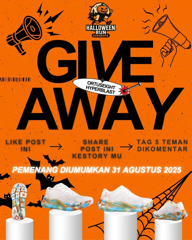 🎃 5K HALLOWEEN RUN SURABAYA 2025
resmi DIBUKA! 🏃‍♂️🏃‍♀️💨
🕸️ Pendaftaran EARLY BIRD sudah dibuka dan slot terbatas, buruan amankan tempatmu!

ADA GIVEAWAY JUGA LOH !!
KHUSUS PESERTA !!!
YUK BURUAN DAFTAR !
Cek @halloweenrun_sby

✨ Yang bikin makin seru :

🏅 Podium untuk pelari tercepat !
👻 Hadiah spesial untuk BEST COSTUME
🍭 FREE snack party buat semua peserta
🎨 Face painting biar tampil all out!
🎉 Plus... masih banyak kejutan dan keseruan lainnya yang sayang banget dilewatkan!

📍 Universitas Katholik Widya Mandala Pakuwon City Surabaya 
📆 26 Oktober 2025

🧡 Ajak teman, pakai kostum tergokilmu, dan jadilah bagian dari lari paling horor tapi FUN di kota ini !

🎟️ LINK PENDAFTARAN CEK @halloweenrun_sby

#halloweenrunsurabaya
#eventlarisurabaya 
#eventsurabayahits 
#surabaya 
#surabayaviral 
#surabayarunners